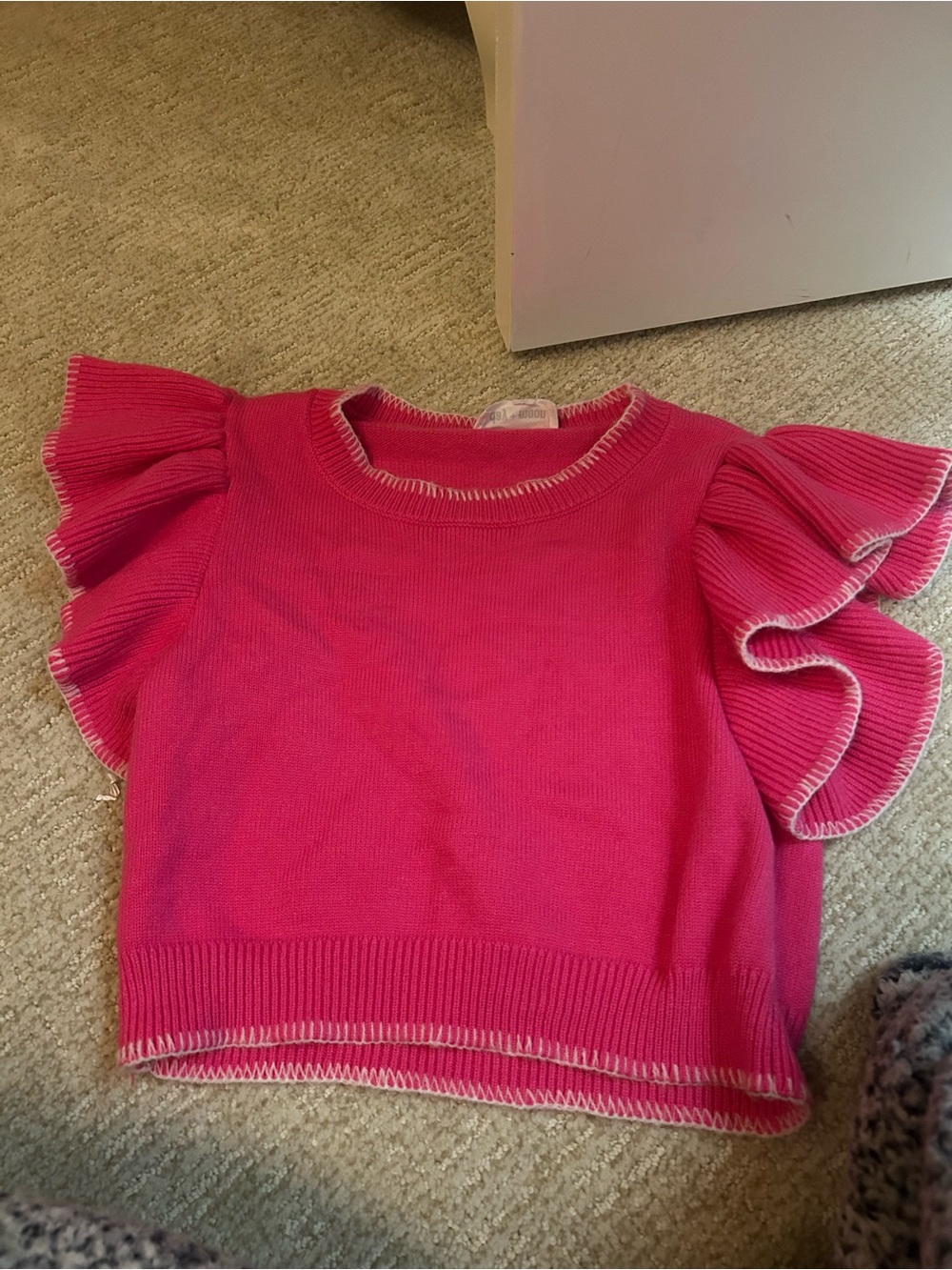 Anthropologie Ruffle Sleeve Knit Top - Pink